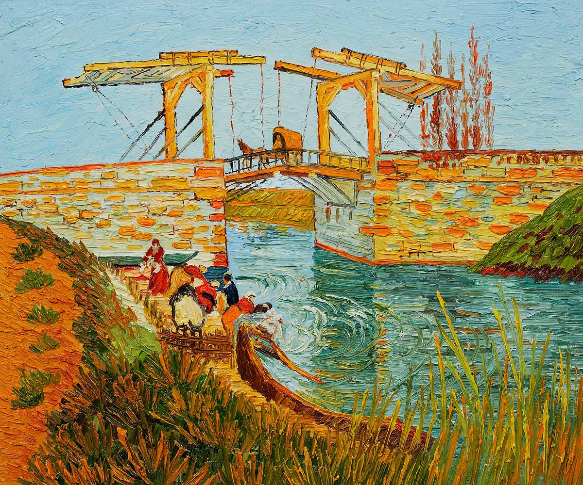 Langlois Bridge at Arles with Women Washing by Vincent Van Gogh